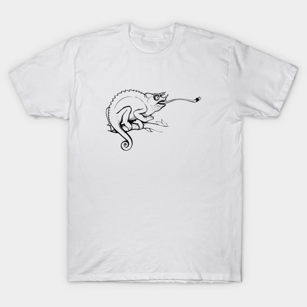 Chameleon catching a fly T-Shirt by Yulla